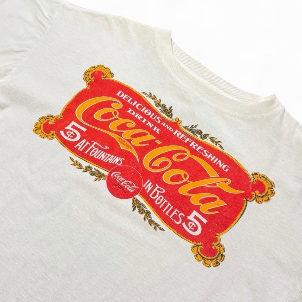 Vintage 90s Coca-Cola Antique Graphic Soda Pop Logo Merch T-shirt OSFA - Picture 3 of 8
